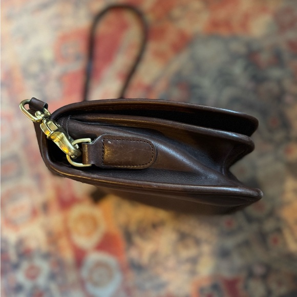 Vintage Coach Brown Leather Turnlock Flap Crossbody Bag USA Hangtag 9655 - Picture 15 of 16